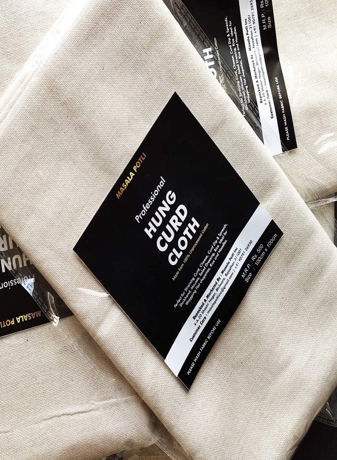 Masala Potli Muslin Cloth Combo (1 Large + 1 Small) | Unbleached Cotton Curd Strainer & Cheese Cloth | Hung Curd, Paneer, Yogurt, Juice, Roti Cover | Reusable, Chemical-Free Kitchen Cloth - Image 3